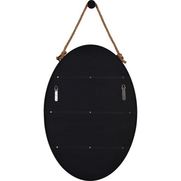 Renwil Parbuckle Black Oval Wall Mirror with Hemp Rope MT2365 - rear view with mounting points and decorative rope