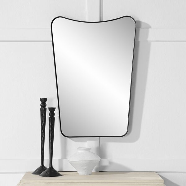 Renwil Kateri Matte Black Reverse Arch Wall Mirror MT2676 - reverse arch mirror styled above a console