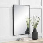 Renwil Gasel Matte Black Rectangular Wall Mirror MT2673 - rectangular wall mirror styled above a console