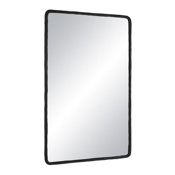 Renwil Jorah Matte Black Textured Wall Mirror MT2674 - angled view of the cast aluminum frame