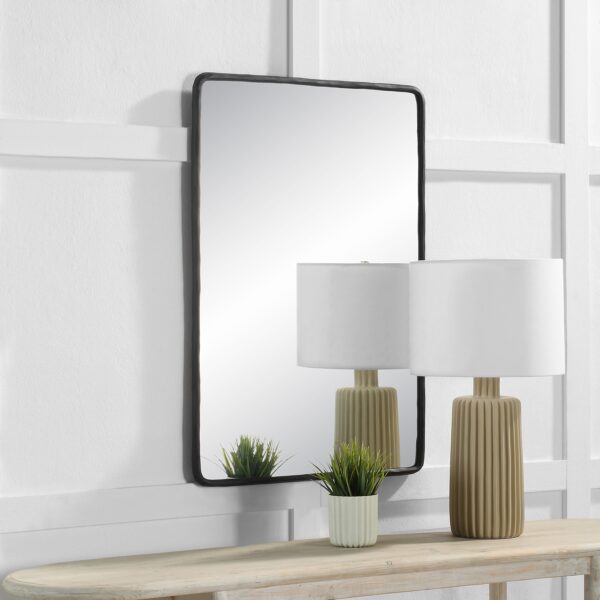 Renwil Jorah Matte Black Textured Wall Mirror MT2674 - rounded wall mirror styled above a console