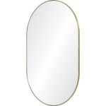 Renwil Beckah Satin Brass Oval Wall Mirror MT2526 - angled view of the thin iron frame