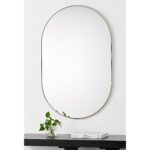 Renwil Beckah Satin Brass Oval Wall Mirror MT2526 - oval wall mirror styled above a console