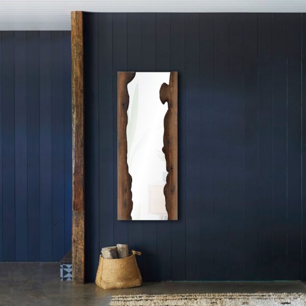 Renwil Connix Natural Firwood Wall Mirror MT2385 - mirror styled on a dark paneled wall
