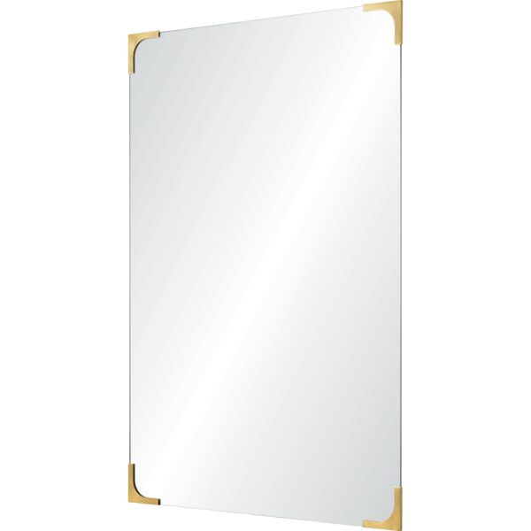 Renwil Eros Antique Brass Corner Wall Mirror MT2418 - angled view of rectangular mirror