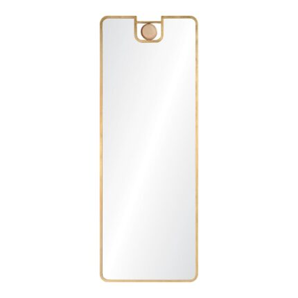 Renwil Kepler Gold Leaf Full Length Mirror with Oak Accent MT2558 - front view of the gold leaf mirror with oak veneer knob
