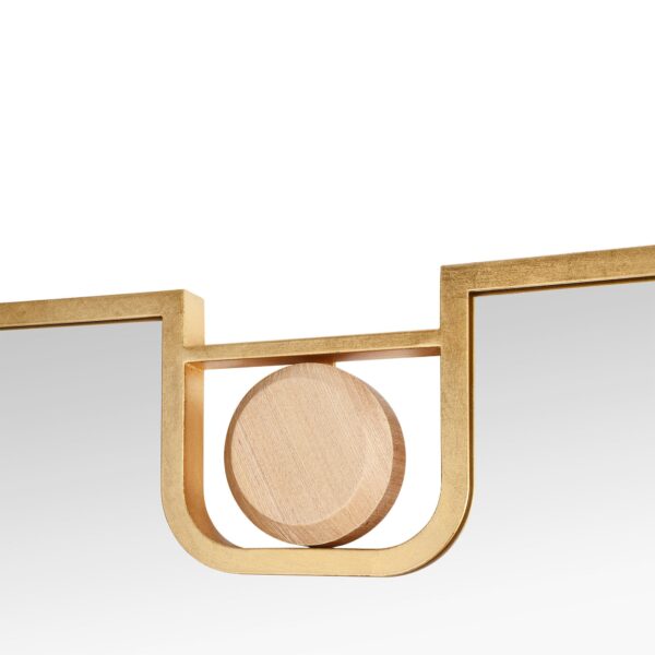 Renwil Kepler Gold Leaf Full Length Mirror with Oak Accent MT2558 - close-up of the white oak veneer decorative knob