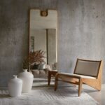 Renwil Kepler Gold Leaf Full Length Mirror with Oak Accent MT2558 - full length mirror styled in a living room