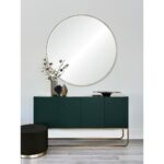 Renwil Thallo Gold Leaf Round Wall Mirror MT2347 - mirror styled above a green console