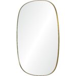 Renwil Gallegos Brushed Brass Oval Wall Mirror MT2523 - angled view of the plated iron frame