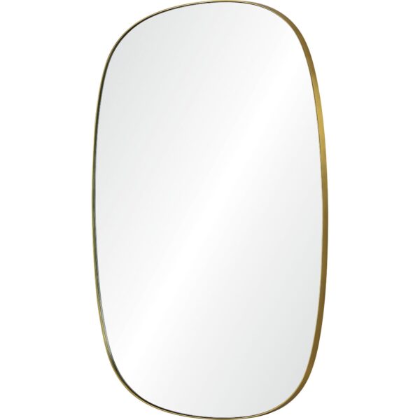 Renwil Gallegos Brushed Brass Oval Wall Mirror MT2523 - angled view of the plated iron frame