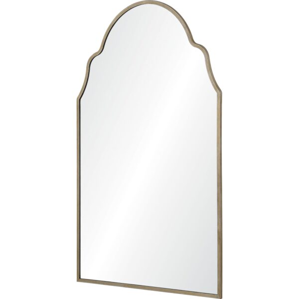 Renwil Natasha Antique Gold Leaf Arched Wall Mirror MT2364 - angled view of the antique gold leaf frame