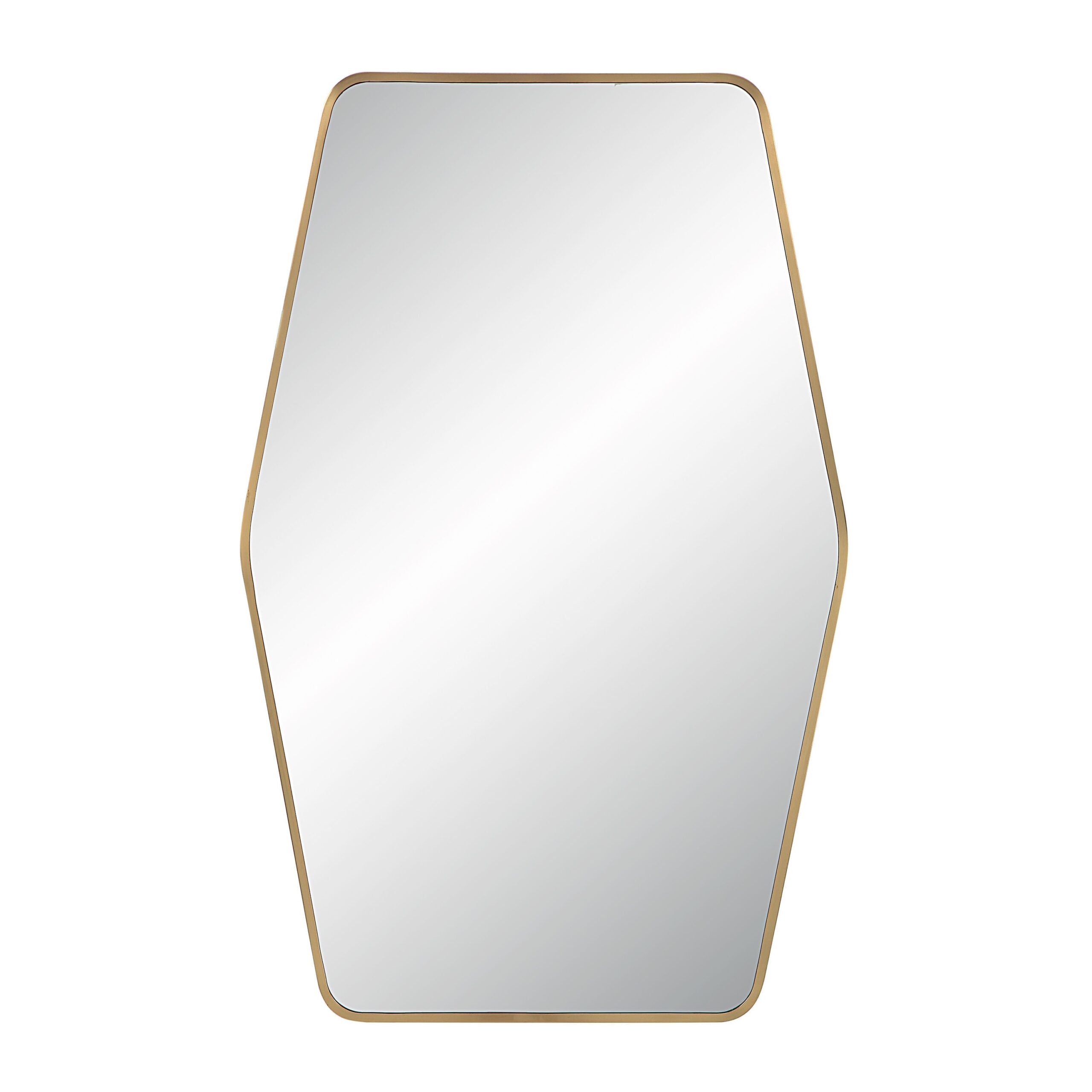 184515.jpg Renwil Mocha Satin Brass Wall Mirror MT2625 - front view of geometric mirror with angled sides