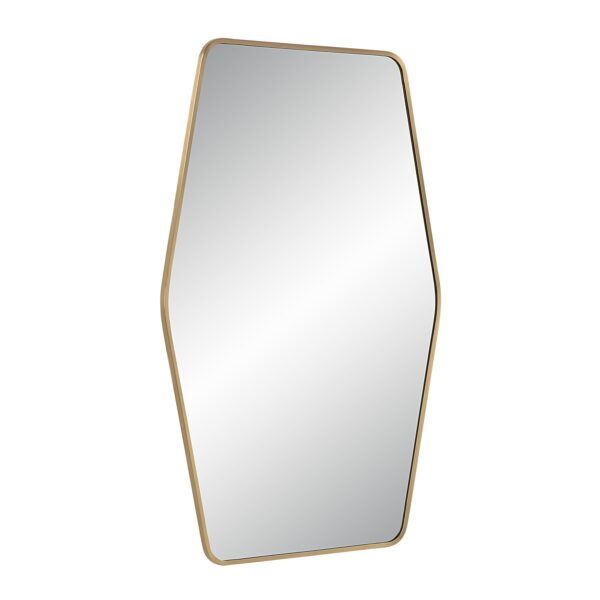 Renwil Mocha Satin Brass Wall Mirror MT2625 - angled view of satin brass frame
