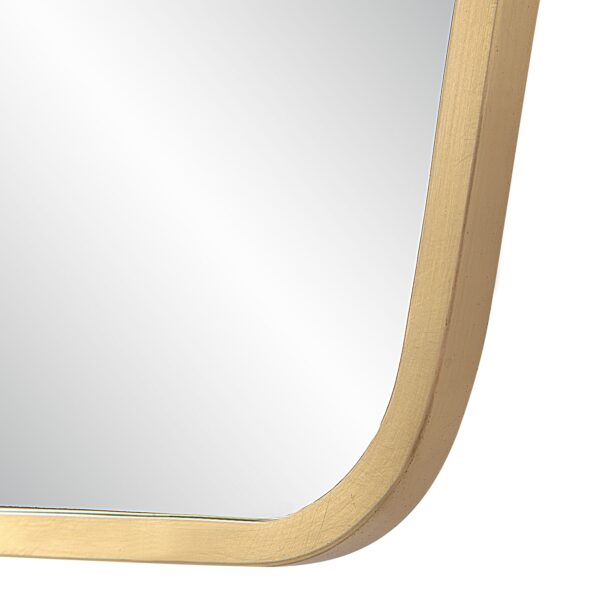 Renwil Mocha Satin Brass Wall Mirror MT2625 - rounded satin brass frame corner detail