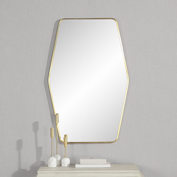 Renwil Mocha Satin Brass Wall Mirror MT2625 - mirror styled above a console