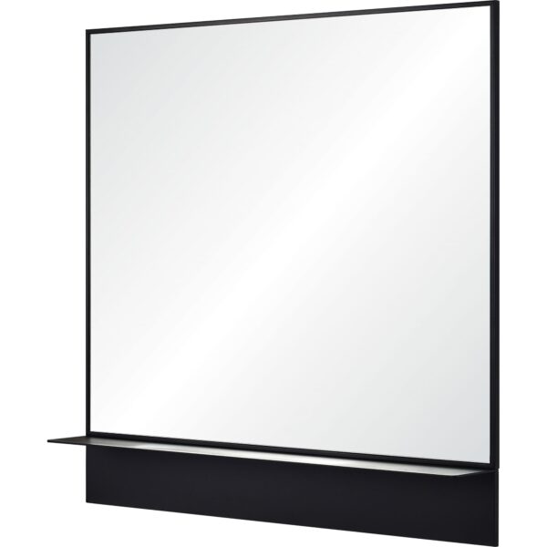 Renwil Otavi Black Wall Mirror with Shelf MT2423 - angled view of the black frame and shelf