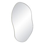 Renwil Javelin Satin Nickel Organic Wall Mirror MT2660 - angled view of the stainless steel frame