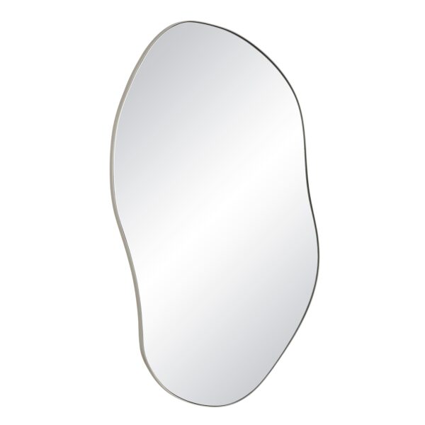 Renwil Javelin Satin Nickel Organic Wall Mirror MT2660 - angled view of the stainless steel frame