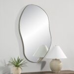 Renwil Javelin Satin Nickel Organic Wall Mirror MT2660 - organic mirror styled above a console