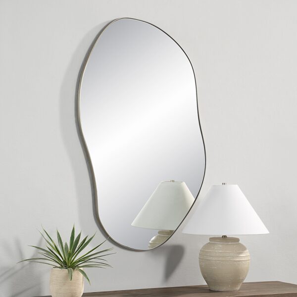 Renwil Javelin Satin Nickel Organic Wall Mirror MT2660 - organic mirror styled above a console