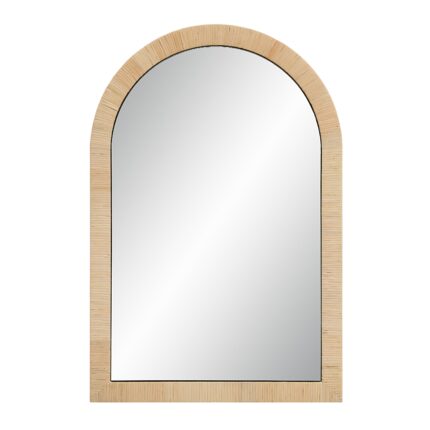 Renwil Tally Natural Rattan Arched Wall Mirror MT2655 - front view of natural rattan arched wall mirror