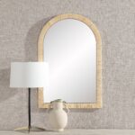 Renwil Tally Natural Rattan Arched Wall Mirror MT2655 - arched mirror styled above a console