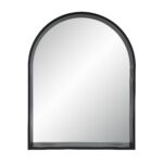 Renwil Cove Matte Black Pine Arched Wall Mirror MT2552 - front view of the deep black arch frame