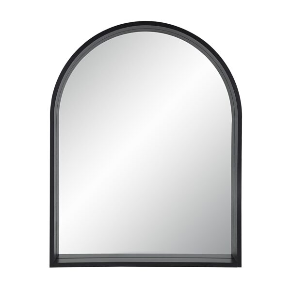 Renwil Cove Matte Black Pine Arched Wall Mirror MT2552 - front view of the deep black arch frame