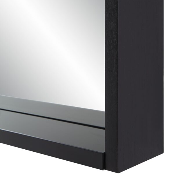Renwil Cove Matte Black Pine Arched Wall Mirror MT2552 - close-up of the deep pine frame corner