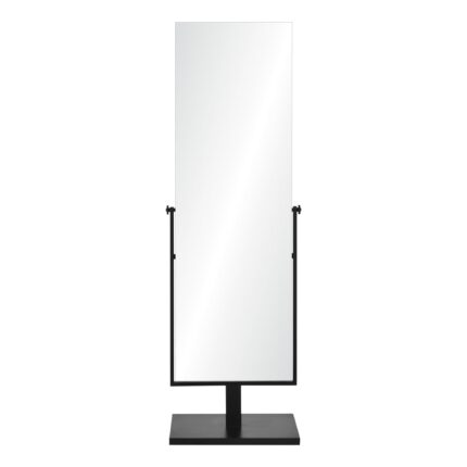 Renwil Samira Matte Black Self-Standing Floor Mirror MT2540 - front view of the self-standing mirror and matte black support