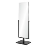 Renwil Samira Matte Black Self-Standing Floor Mirror MT2540 - angled view of the iron stand and floor base
