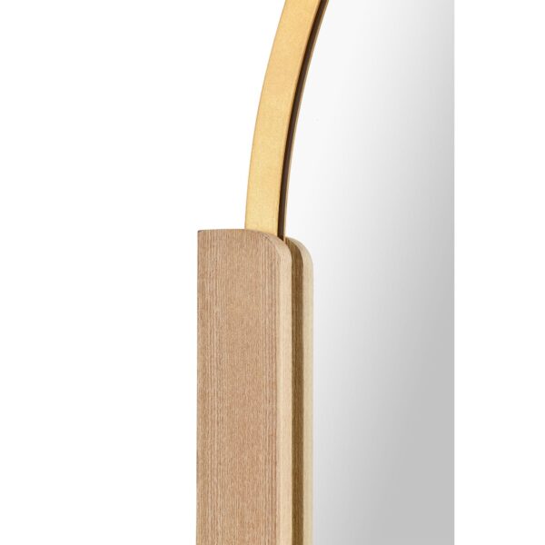 Renwil Kerianne Gold Leaf and Oak Veneer Oval Mirror MT2556 - close-up of the white oak veneer accent