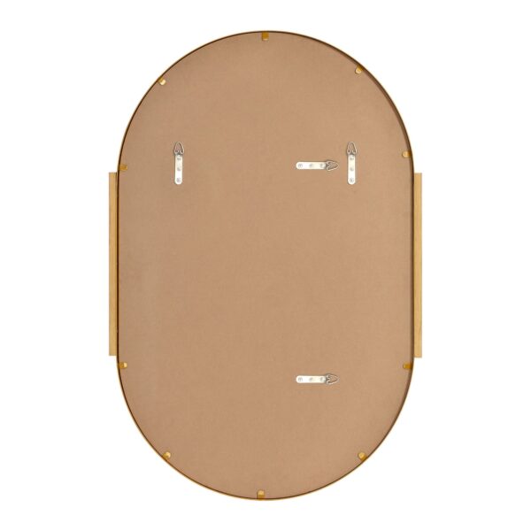 Renwil Kerianne Gold Leaf and Oak Veneer Oval Mirror MT2556 - rear view showing vertical and horizontal mounting points