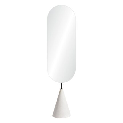Renwil Vawn Floor Mirror with White Terrazzo Base MT2518 - front view of the floor mirror and white terrazzo base