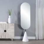 Renwil Vawn Floor Mirror with White Terrazzo Base MT2518 - floor mirror styled beside a cabinet