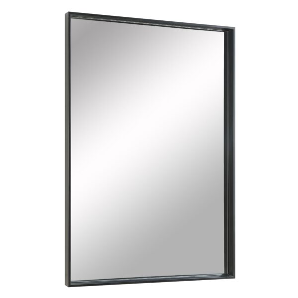 Renwil Annalise Matte Black Rectangular Wall Mirror MT2536 - angled view of the deep stainless steel frame