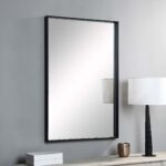 Renwil Annalise Matte Black Rectangular Wall Mirror MT2536 - rectangular black wall mirror styled above a console