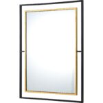 Renwil Gray Black and Gold Leaf Wall Mirror MT2244 - angled black and gold frame view