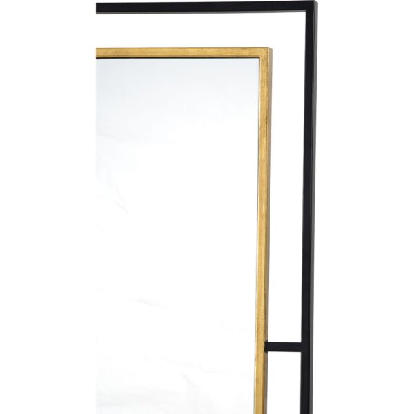 Renwil Gray Black and Gold Leaf Wall Mirror MT2244 - gold leaf inner frame and black outer frame detail