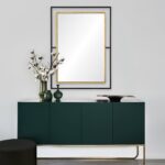 Renwil Gray Black and Gold Leaf Wall Mirror MT2244 - mirror above a console in a room setting