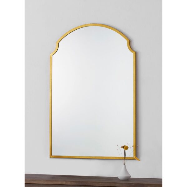 Renwil Christine Gold Leaf Decorative Arch Wall Mirror MT2544 - gold leaf arch mirror styled above a console
