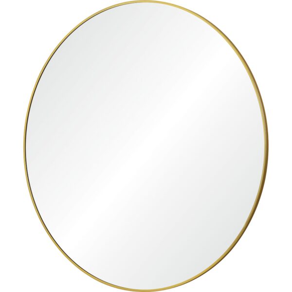 Renwil Fragoso Large Gold Round Wall Mirror MT2532 - angled view of the thin gold iron frame
