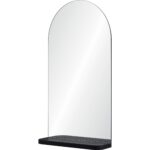 Renwil Lucila Arched Frameless Wall Mirror with Shelf MT2432 - angled view of the mirror and shelf