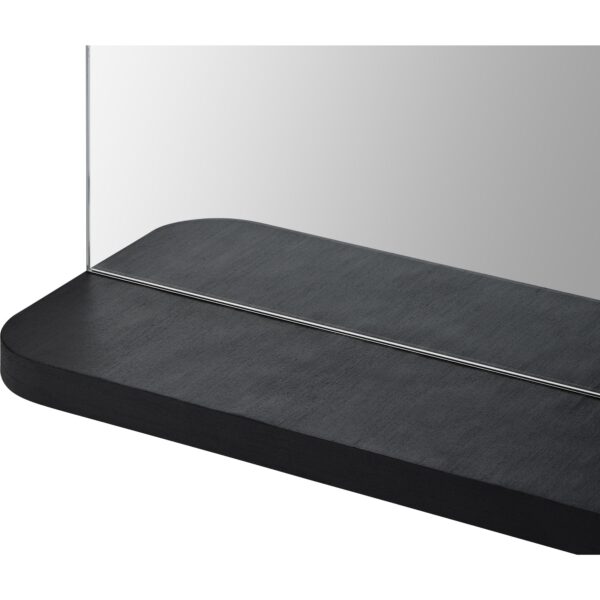 Renwil Lucila Arched Frameless Wall Mirror with Shelf MT2432 - black veneer shelf detail