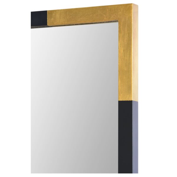 Renwil Osmond Gold Leaf and Black Wall Mirror MT1831 — gold-leaf and black frame corner detail