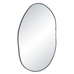 Renwil Messini Matte Black Organic Wall Mirror MT2722 - angled view of slim irregular frame