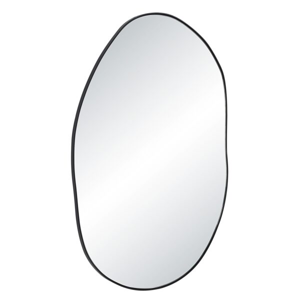 Renwil Messini Matte Black Organic Wall Mirror MT2722 - angled view of slim irregular frame