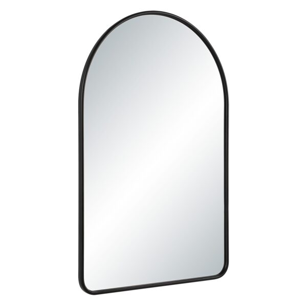 Renwil Cascais Matte Black Arch Wall Mirror MT2726 - angled view of powder-coated aluminum frame