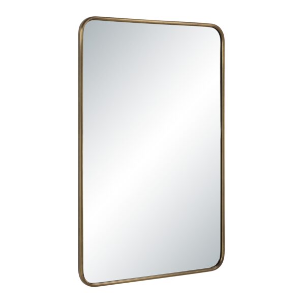 Renwil Franca Antique Brushed Brass Wall Mirror MT2727 - angled view of slim aluminum frame